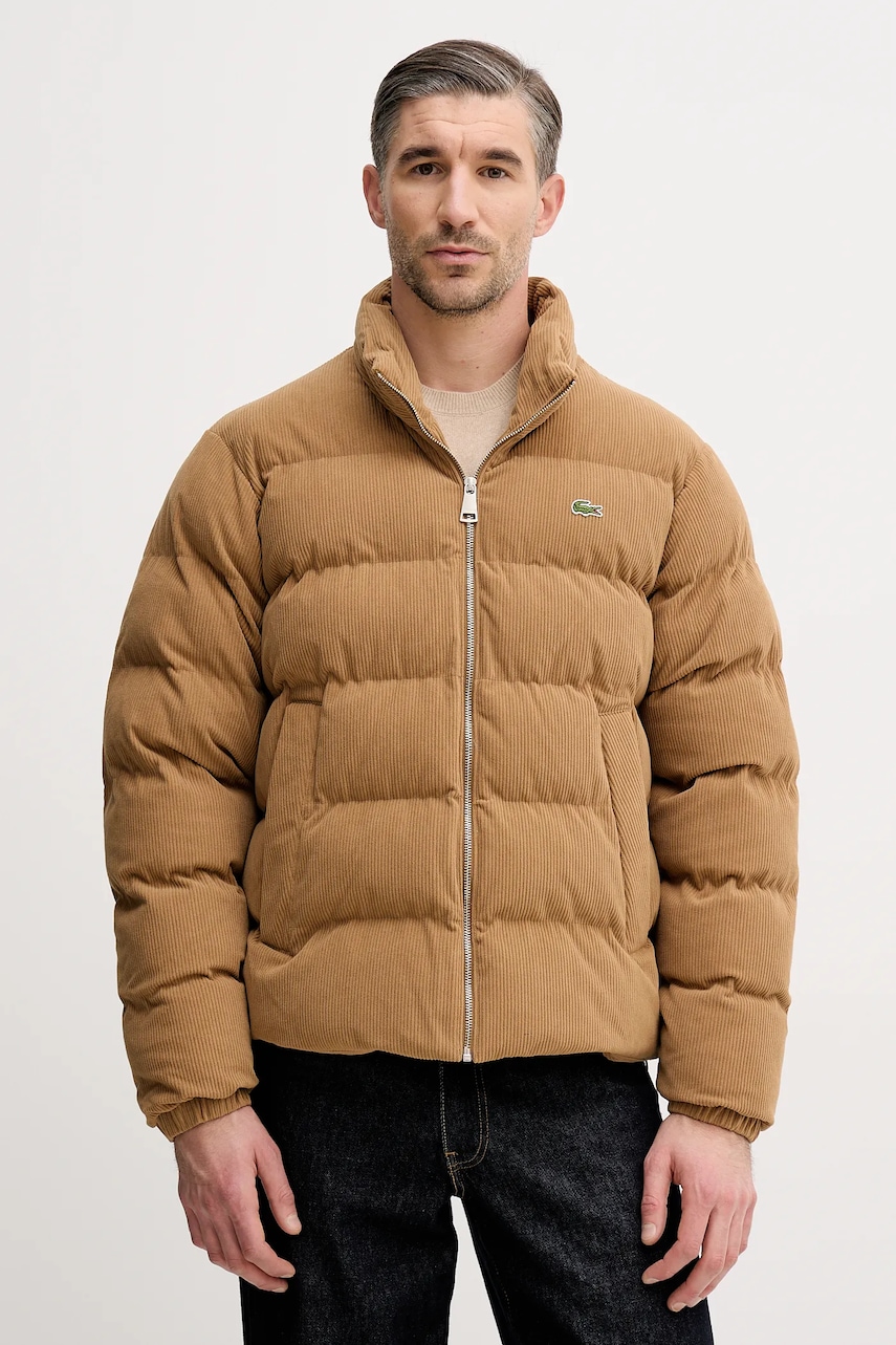 Lacoste jachetă de catifea culoarea negru, de iarnă, BH2890