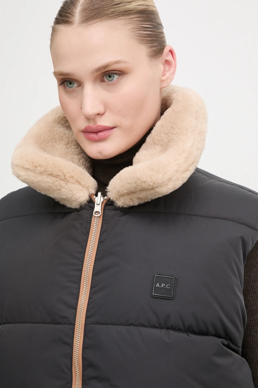 Двостороння безрукавка A.P.C. doudoune teddy колір коричневий зимова PAAFW.M30201 