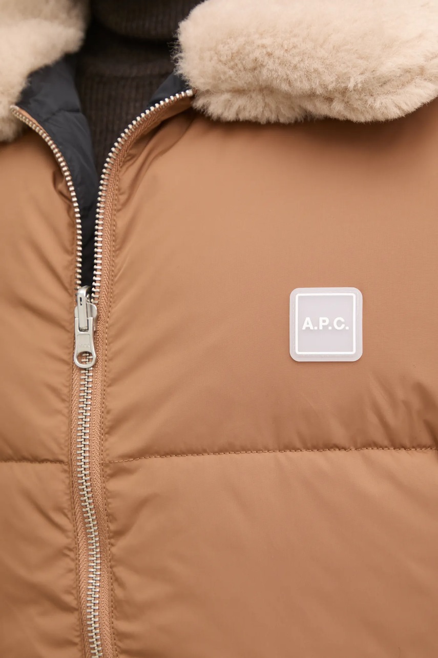 Двостороння безрукавка A.P.C. doudoune teddy колір коричневий зимова PAAFW.M30201 