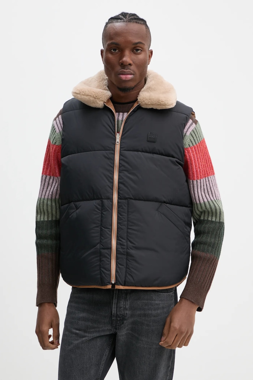 Двусторонняя безрукавка A.P.C. doudoune teddy цвет коричневый зимняя PAAFW.M30201 Двусторонняя безрукавка A.P.C. doudoune teddy цвет коричневый зимняя PAAFW.M30201