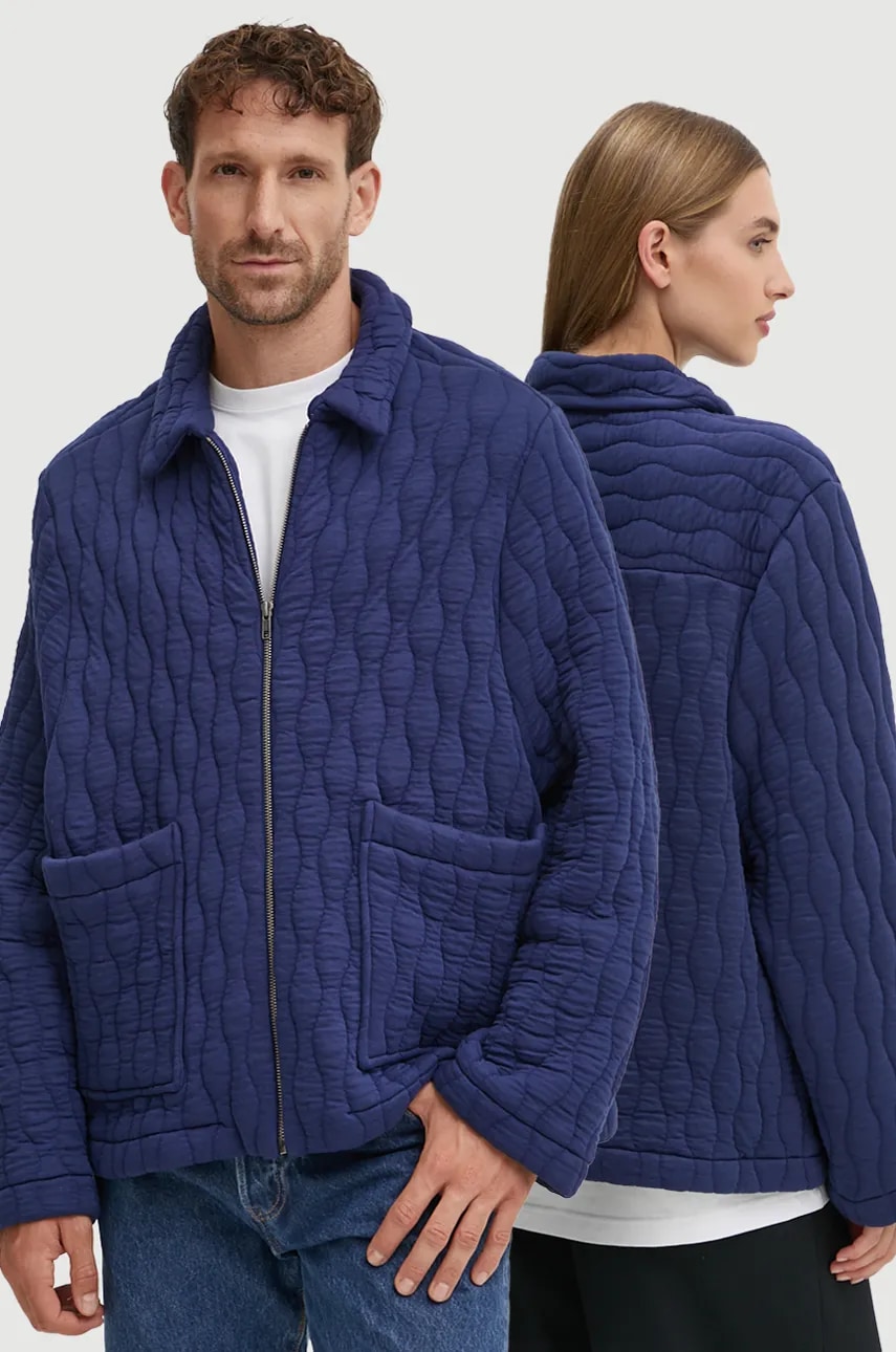 A.P.C. geaca veste fish culoarea albastru marin, de tranzitie, PSAKB.M02982