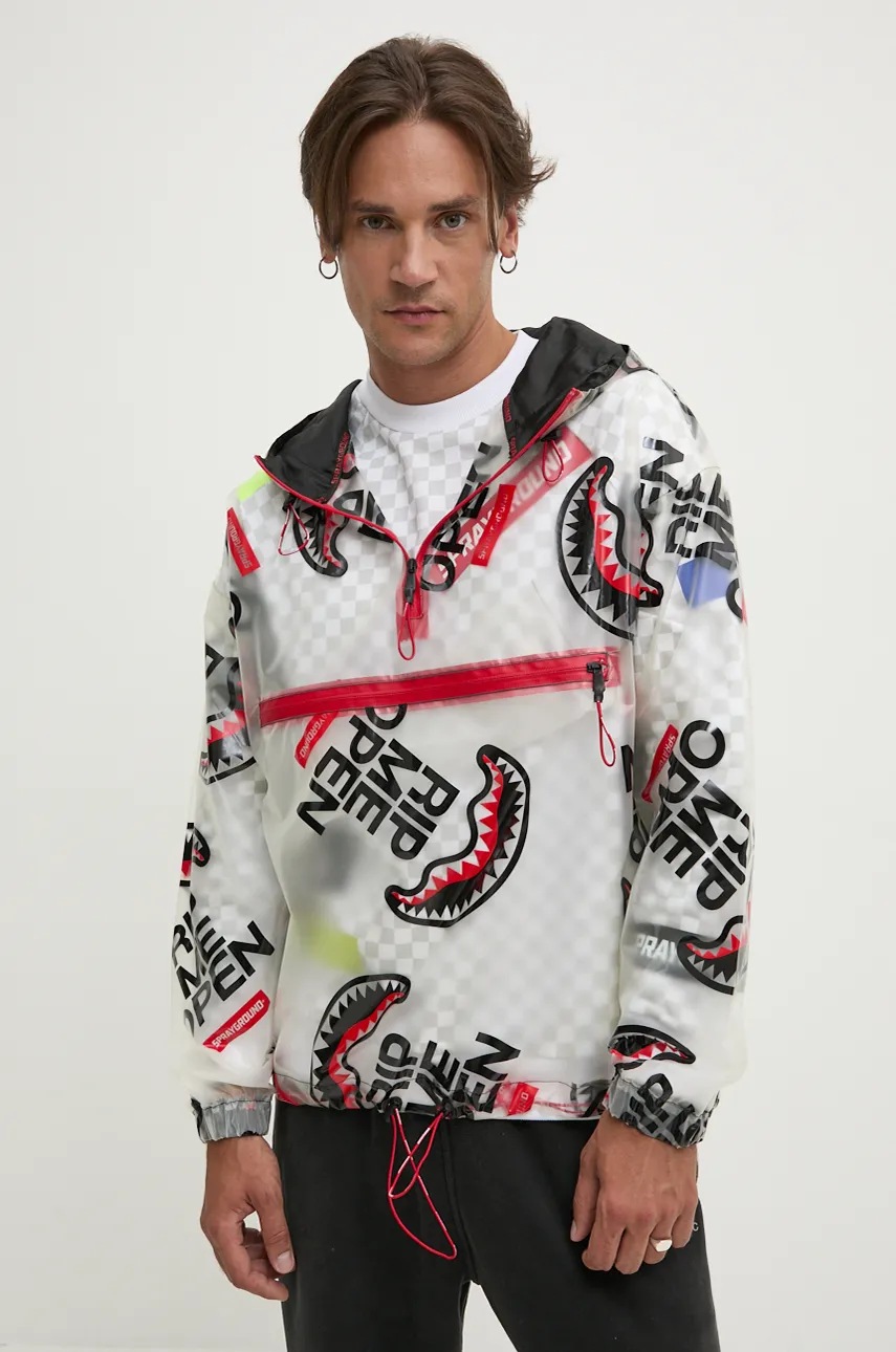 Sprayground geaca culoarea alb, de tranzitie, SP385 Sprayground geaca culoarea alb, de tranzitie, SP385