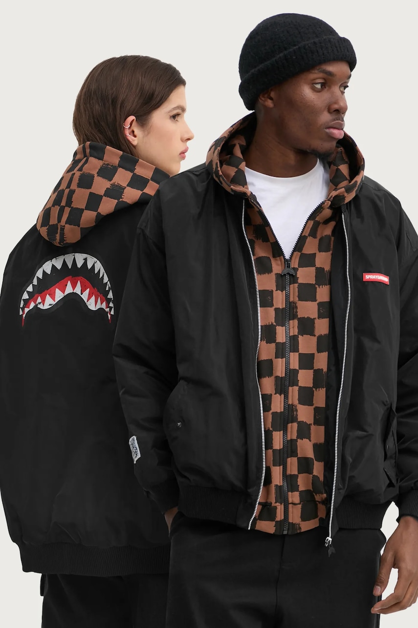 Sprayground geacă bomber culoarea negru, de tranziție, oversized, SP610