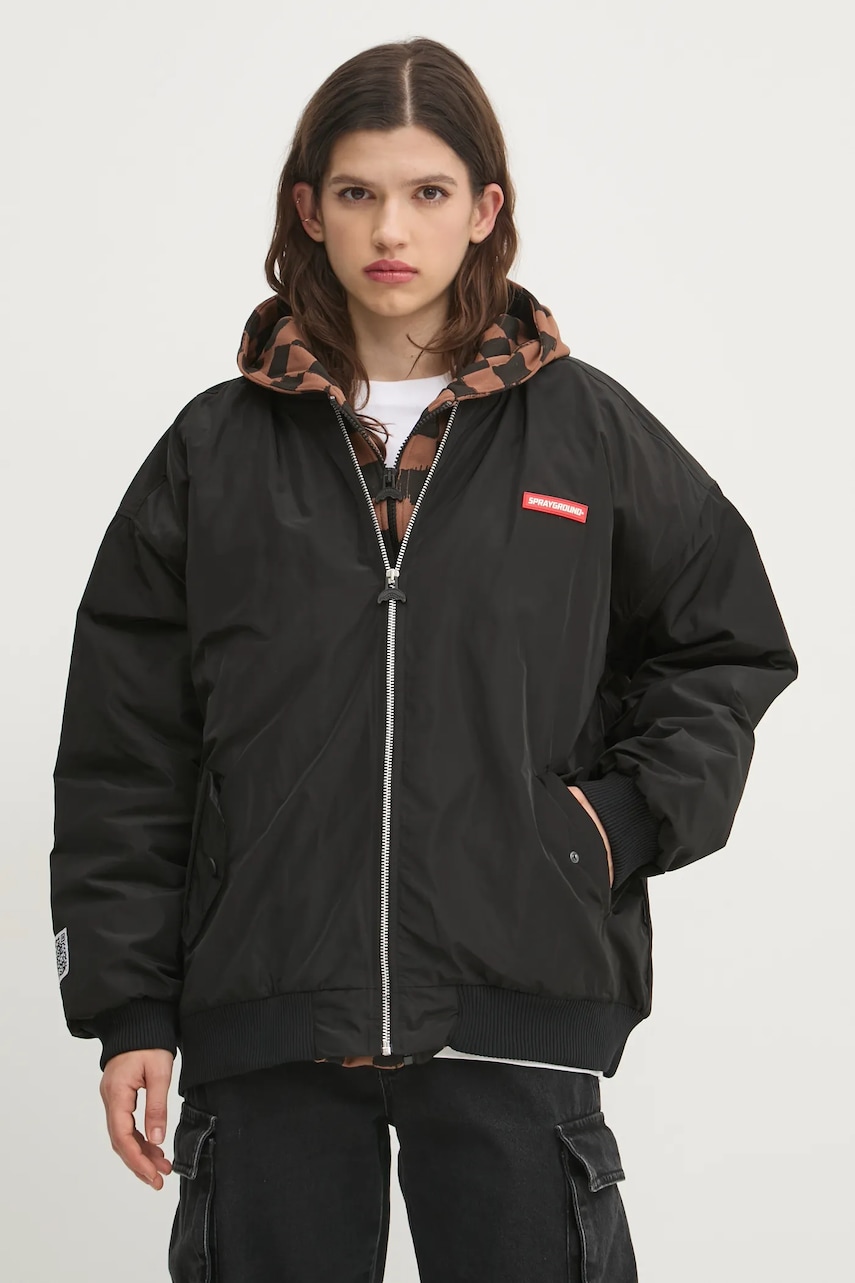 Куртка-бомбер Sprayground цвет чёрный переходная oversize SP610 Куртка-бомбер Sprayground цвет чёрный переходная oversize SP610