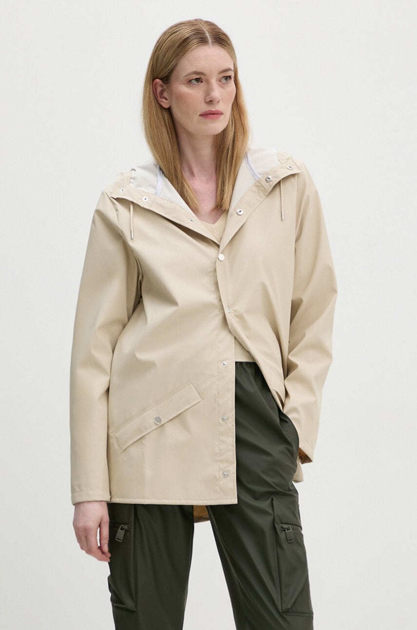 Rains geaca de ploaie Jacket W3 culoarea bej, de tranzitie, 12010-26 Rains geaca de ploaie Jacket W3 culoarea bej, de tranzitie, 12010-26