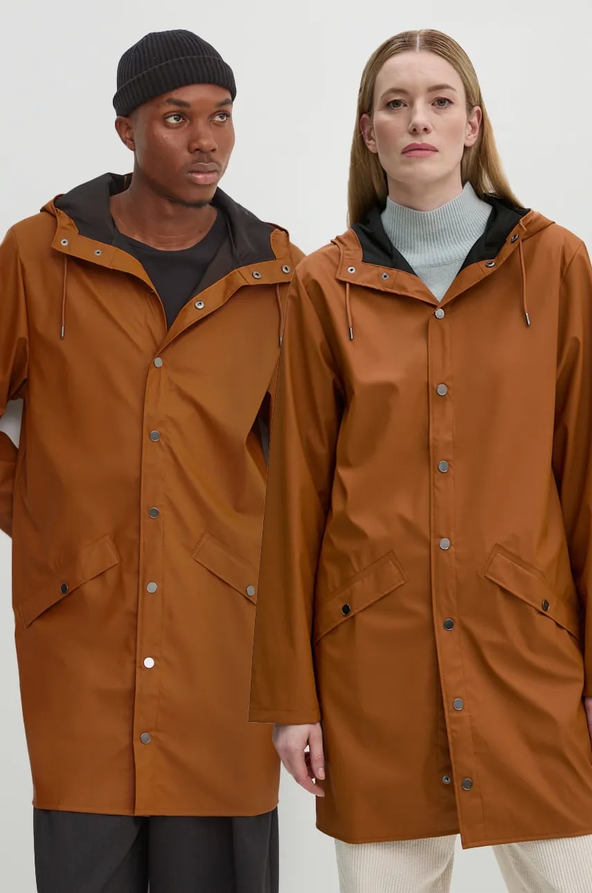 Rains geaca de ploaie Long Jacket W3 culoarea portocaliu, de tranzitie, 12020-63 Rains geaca de ploaie Long Jacket W3 culoarea portocaliu, de tranzitie, 12020-63