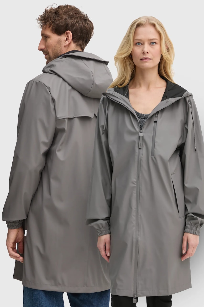 Rains geaca de ploaie Long Storm Breaker W3 culoarea gri, de tranzitie, 12080-13 Rains geaca de ploaie Long Storm Breaker W3 culoarea gri, de tranzitie, 12080-13