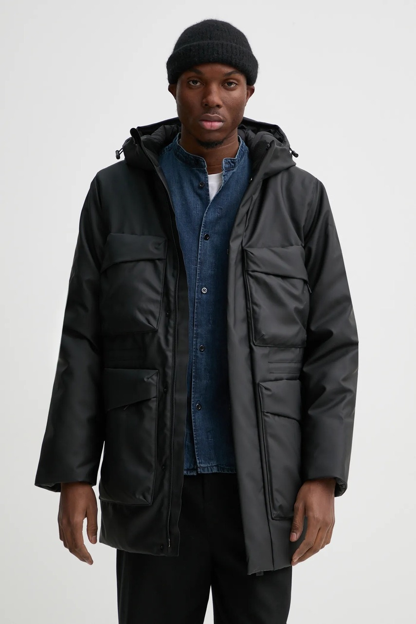 Μπουφάν Rains Askim Long Insulated Cargo Jacket W3T4 χρώμα: μαύρο, 15930-01 φωτογραφία