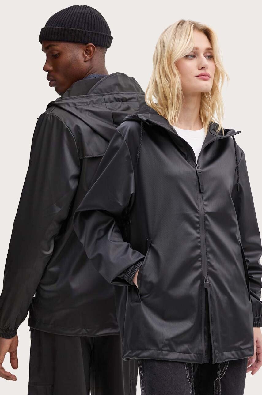 Rains geaca Storm Breaker W3 culoarea negru, de tranzitie, oversize, 18370-84