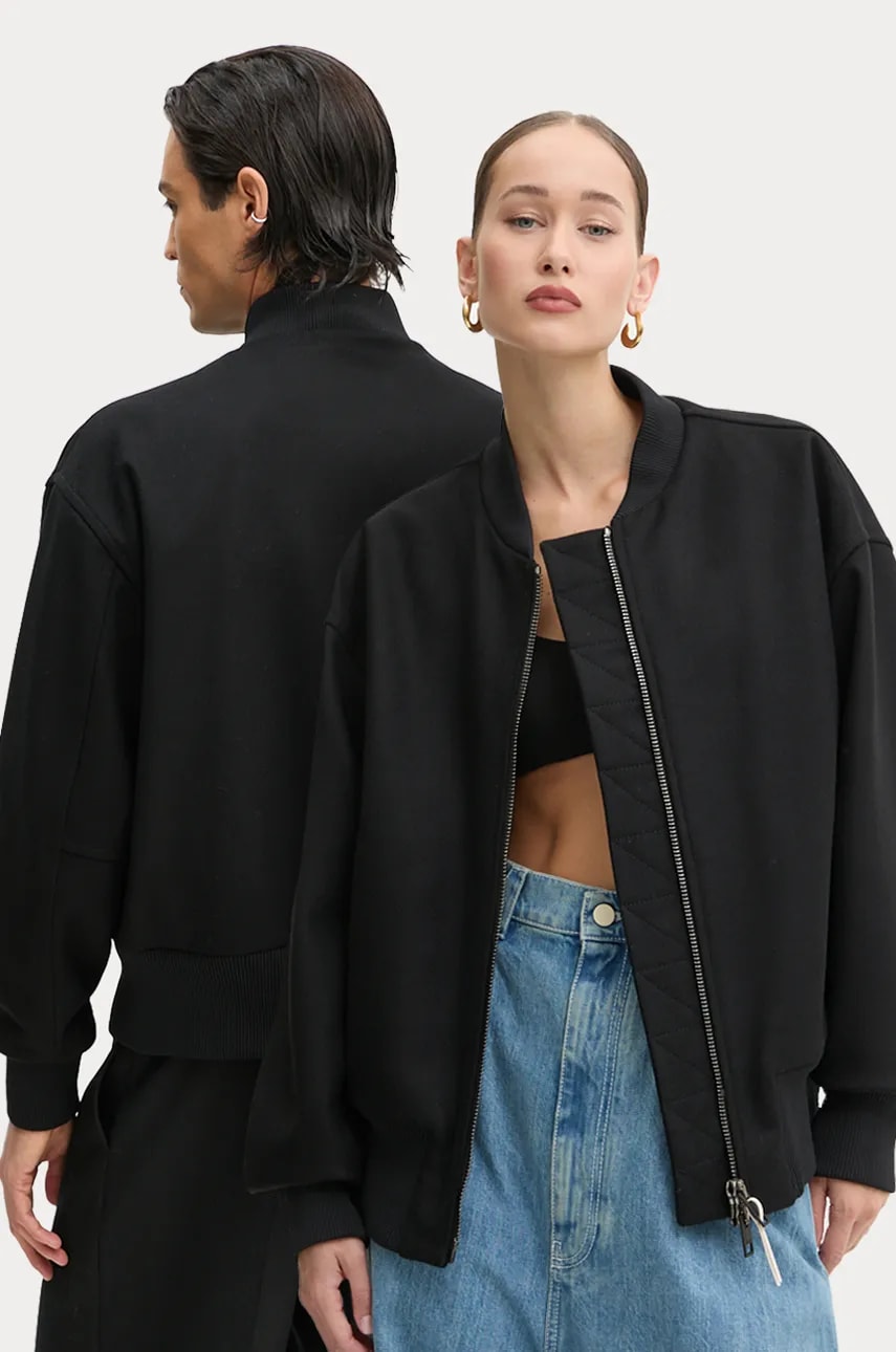 Sunnei jacheta bomber din lana culoarea negru, de tranzitie, RTWXOUW009 Sunnei jacheta bomber din lana culoarea negru, de tranzitie, RTWXOUW009