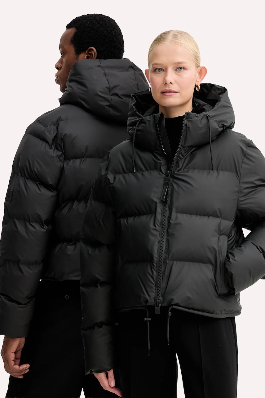 Levně Nepromokavá bunda Rains Alta Short Puffer Jacket W3T3 černá barva, zimní, 15150.01