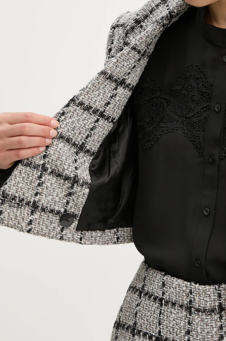 Σακάκι Bruuns Bazaar DoxaBBNanyas short blazer χρώμα: γκρι, BBW4175 φωτογραφία