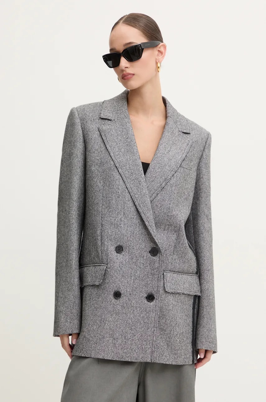 Iceberg geaca de lana culoarea gri, cu doua randuri de nasturi, modelator, L011 3141 Iceberg geaca de lana culoarea gri, cu doua randuri de nasturi, modelator, L011 3141