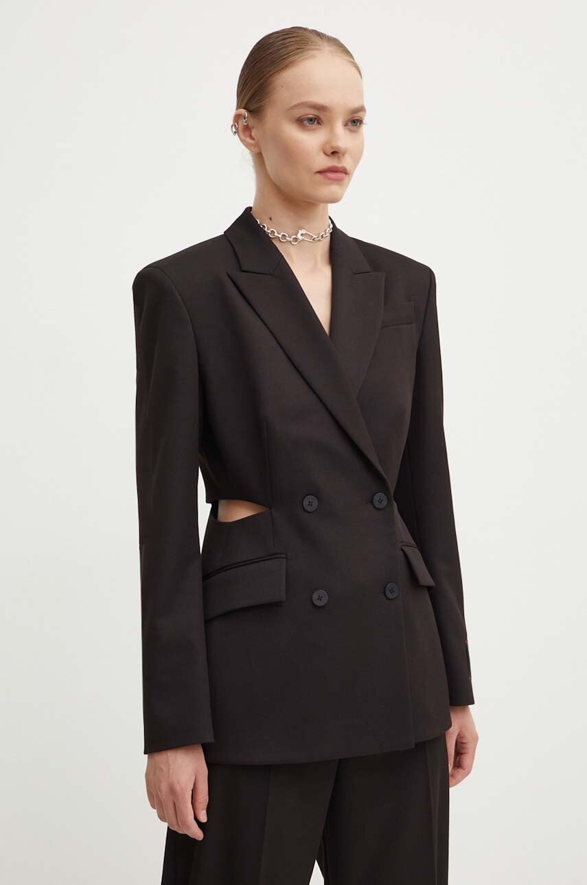 HUGO sacou culoarea negru, cu doua randuri de nasturi, neted, 50517952