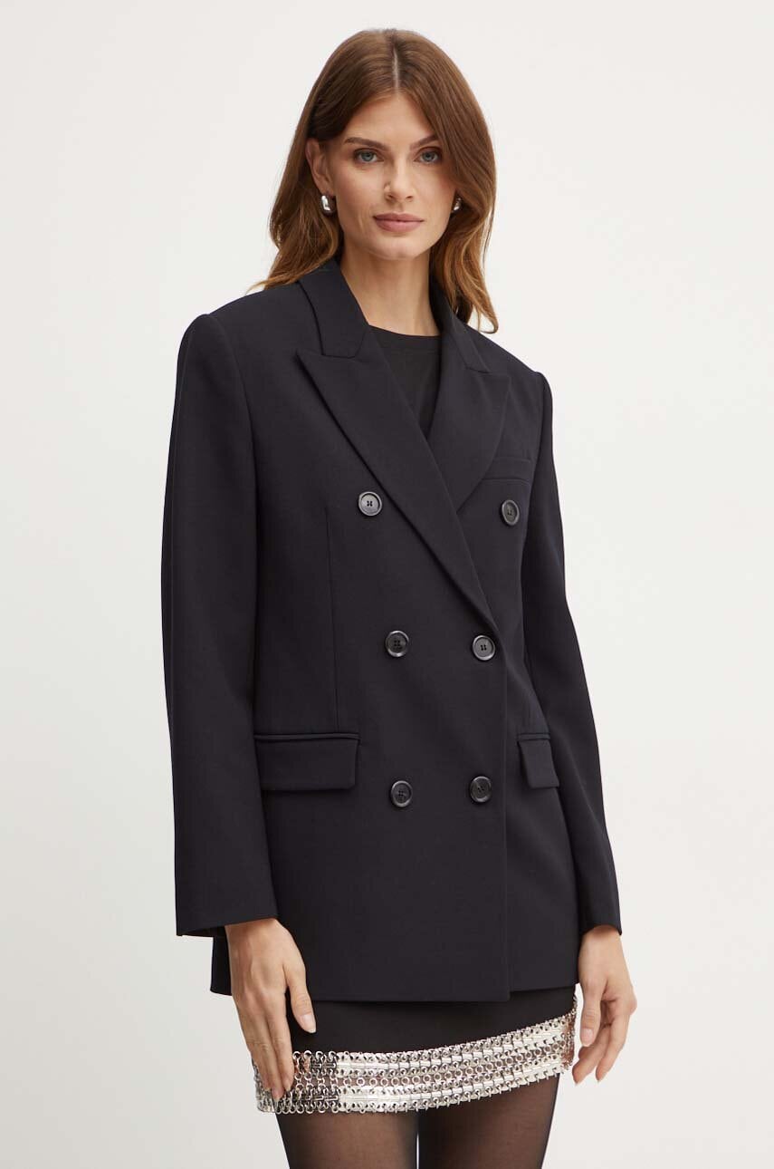 Levně Blazer s příměsí vlny Pinko černá barva, dvouřadový, 103695 A1XX
