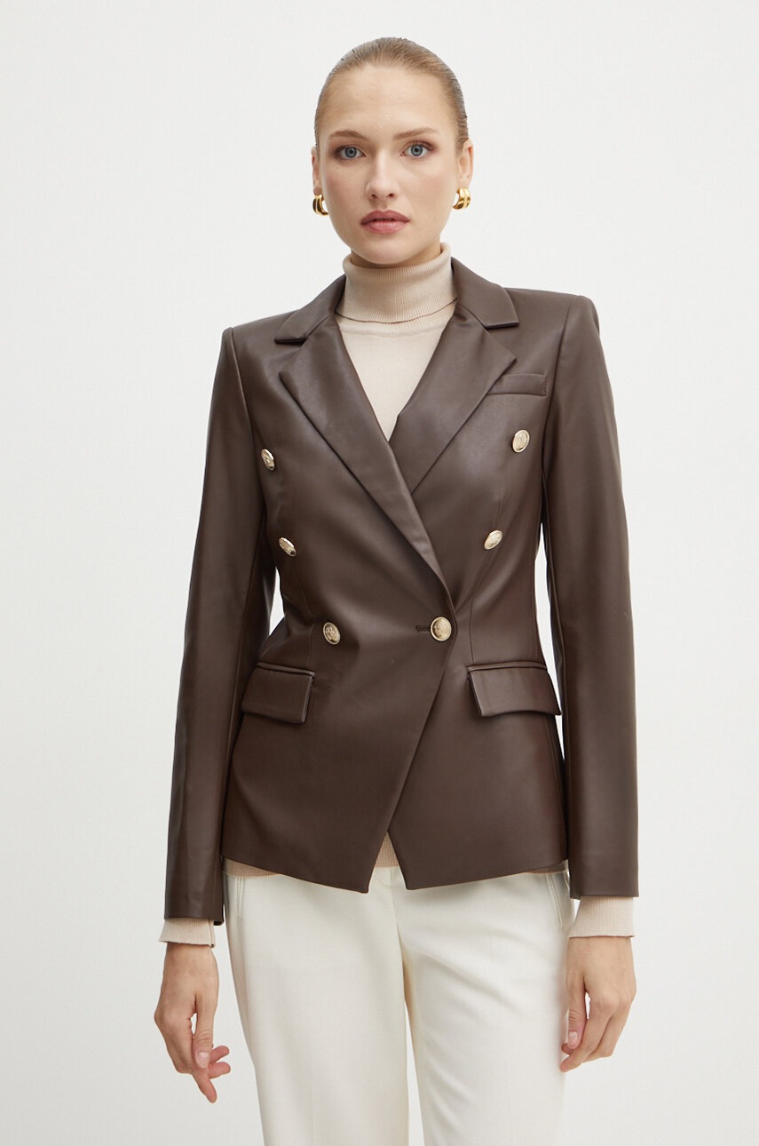 

Сако Marciano Guess PAMELA в кафяво с двуредно закопчаване с изчистен дизайн 4YGN14 7114A, Кафяв