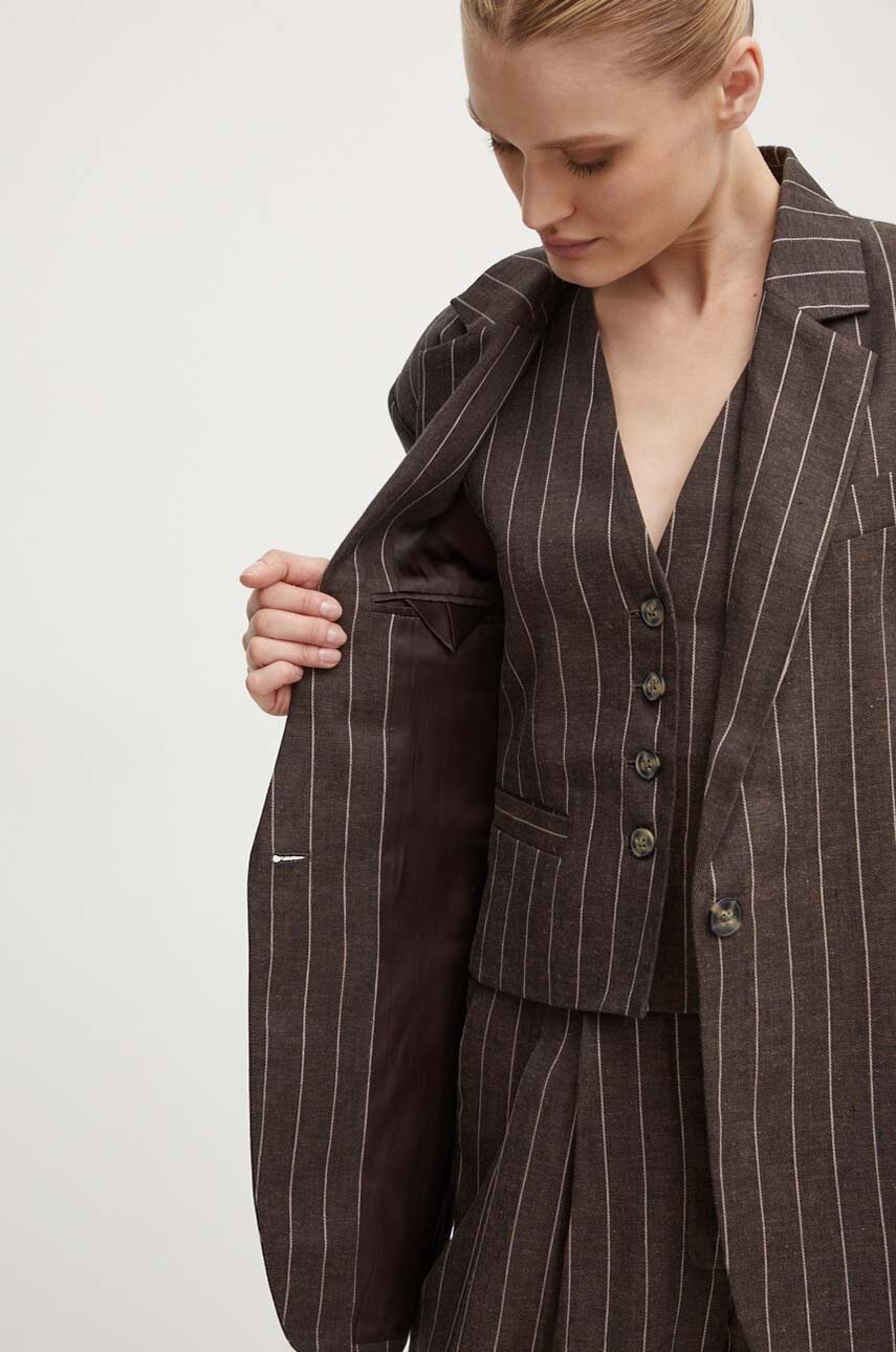 Λινό πανωφόρι Day Birger et Mikkelsen Emile - Casual Linen Stripe χρώμα: καφέ, DAY65243233 φωτογραφία