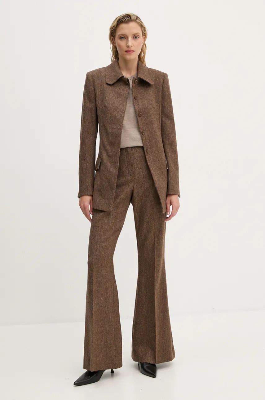 Шерстяной пиджак Remain Fitted Herringbone Blazer цвет коричневый однобортный узор 5018632977 Шерстяной пиджак Remain Fitted Herringbone Blazer цвет коричневый однобортный узор 5018632977