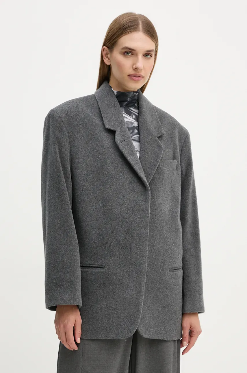 Vuneni Sako Remain Heavy Wool Blazer Boja: Siva, Jednoredno Zakopčavanje, Bez Uzorka, 501887514