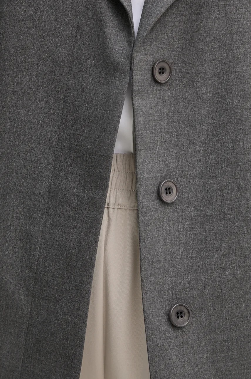 Піджак з домішкою вовни Remain Boxy Blazer колір сірий однобортний однотонний 5018971959 
