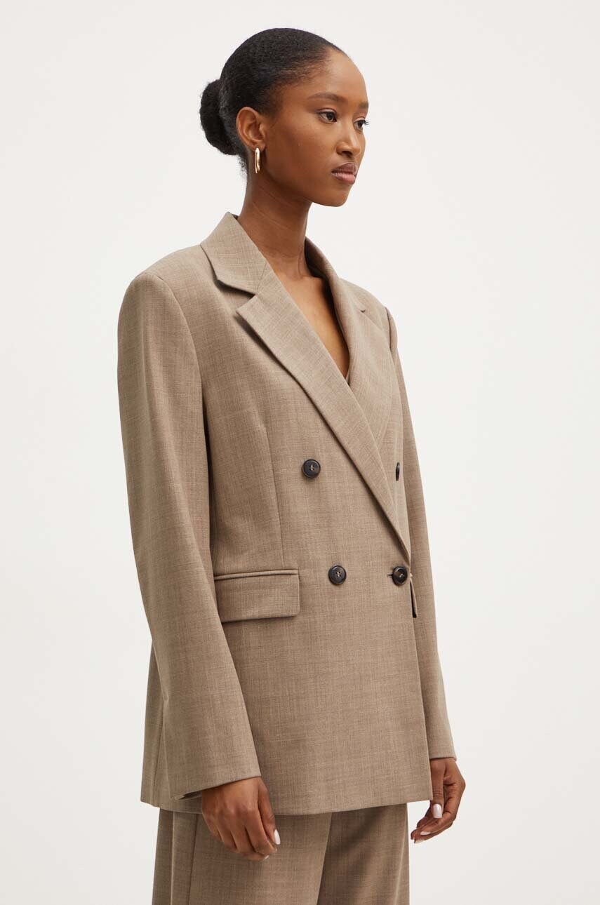 Levně Blazer s příměsí vlny MAX&Co. béžová barva, dvouřadový, 2426046022200