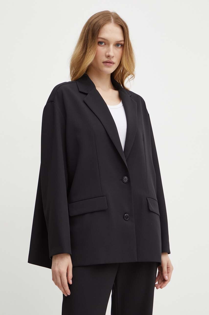 MAX&Co. sacou culoarea negru, oversize, neted, 2426046061200