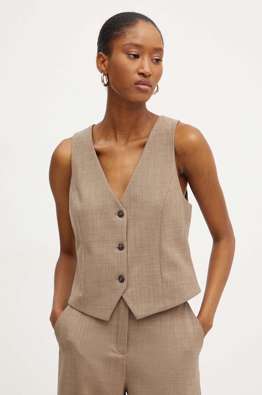 MAX&Co. vesta din amestec de lana culoarea bej, un singur rand de nasturi, 2426156012200