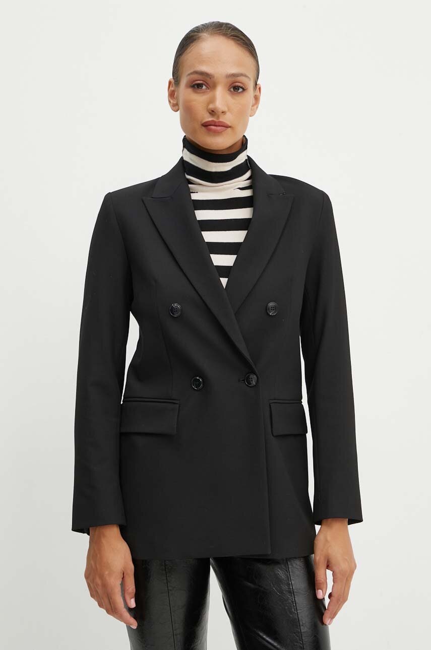 MAX&Co. sacou culoarea negru, cu doua randuri de nasturi, neted, 2428046024200 MAX&Co. sacou culoarea negru, cu doua randuri de nasturi, neted, 2428046024200