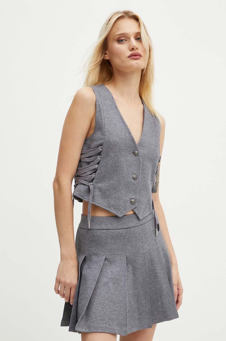 The Kooples vesta din amestec de lana culoarea gri, un singur rand de nasturi, FGIL29003K