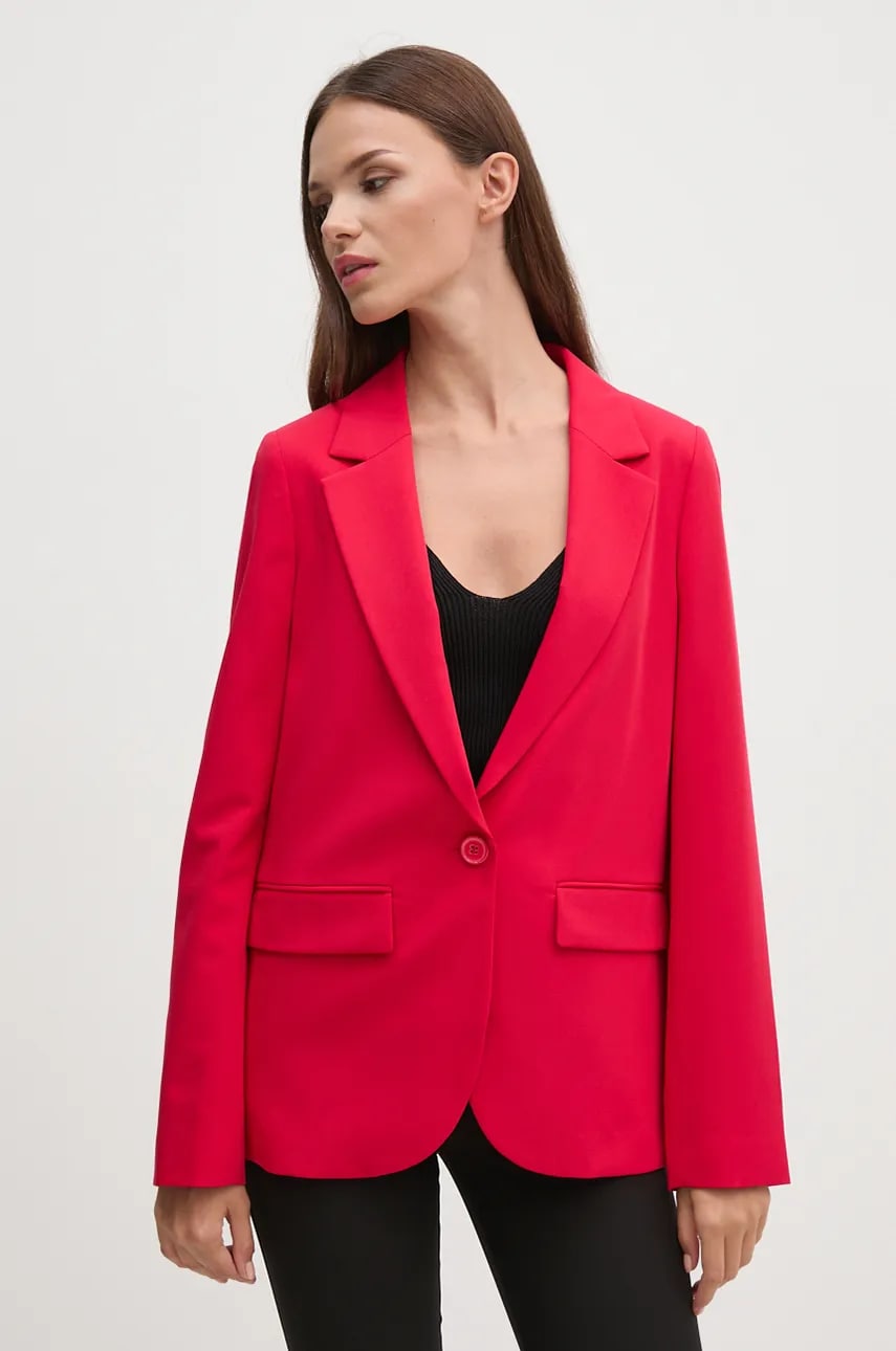 United Colors of Benetton sacou culoarea rosu, un singur rand de nasturi, neted, 2OIGDW02B United Colors of Benetton sacou culoarea rosu, un singur rand de nasturi, neted, 2OIGDW02B
