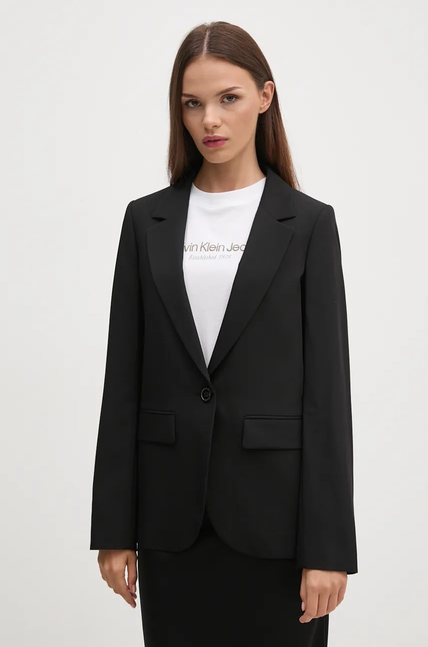United Colors of Benetton sacou culoarea negru, un singur rand de nasturi, neted, 2OIGDW02B United Colors of Benetton sacou culoarea negru, un singur rand de nasturi, neted, 2OIGDW02B