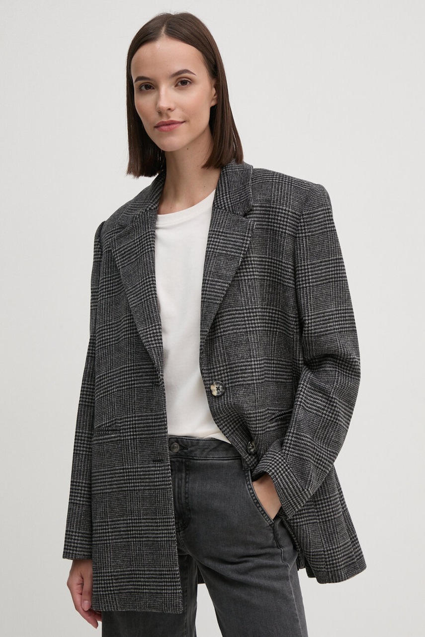 Dkny geaca de lana culoarea gri, un singur rand de nasturi, modelator, D2G4A197