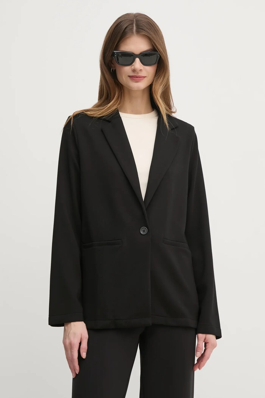 United Colors of Benetton sacou culoarea negru, un singur rand de nasturi, neted, 28Y6DW02U