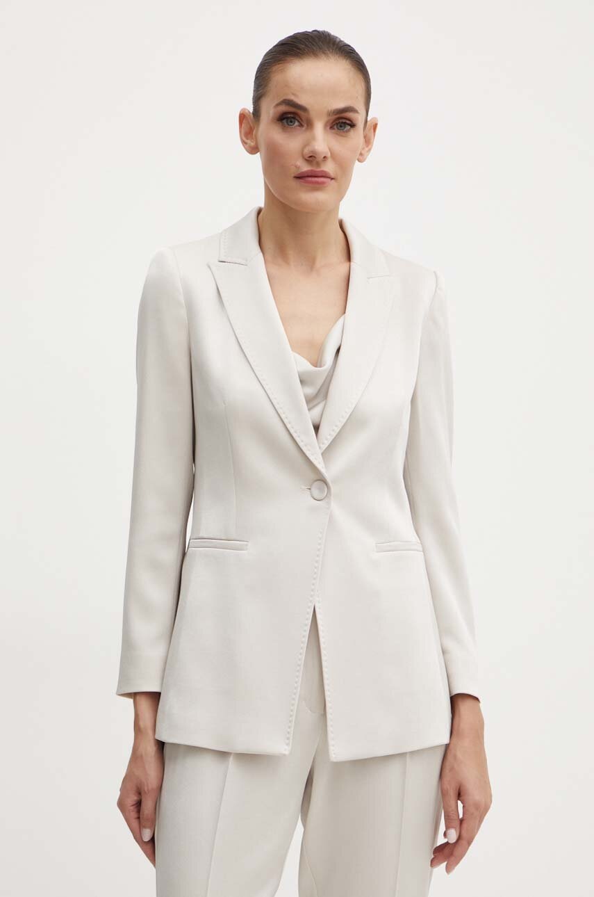 Marella sacou culoarea bej, un singur rand de nasturi, neted, 2423046061200