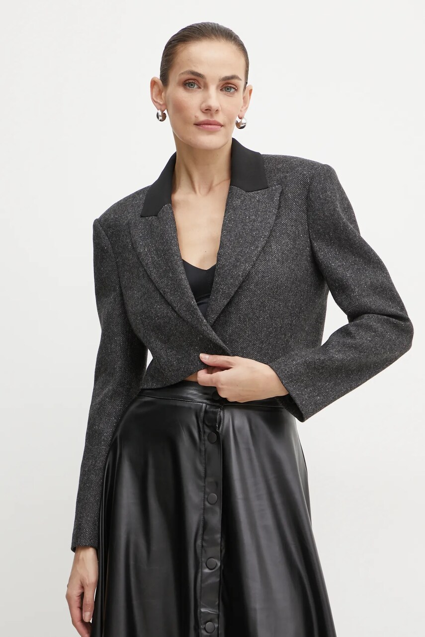 Levně Blazer s příměsí vlny Patrizia Pepe šedá barva, 2S1505 A485