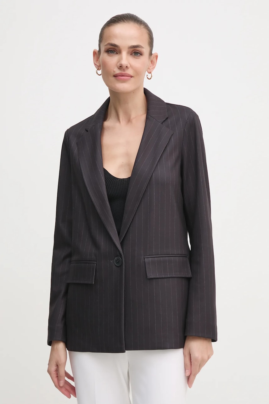 United Colors of Benetton sacou culoarea negru, un singur rand de nasturi, cu imprimeu, 2GEVDW02M United Colors of Benetton sacou culoarea negru, un singur rand de nasturi, cu imprimeu, 2GEVDW02M