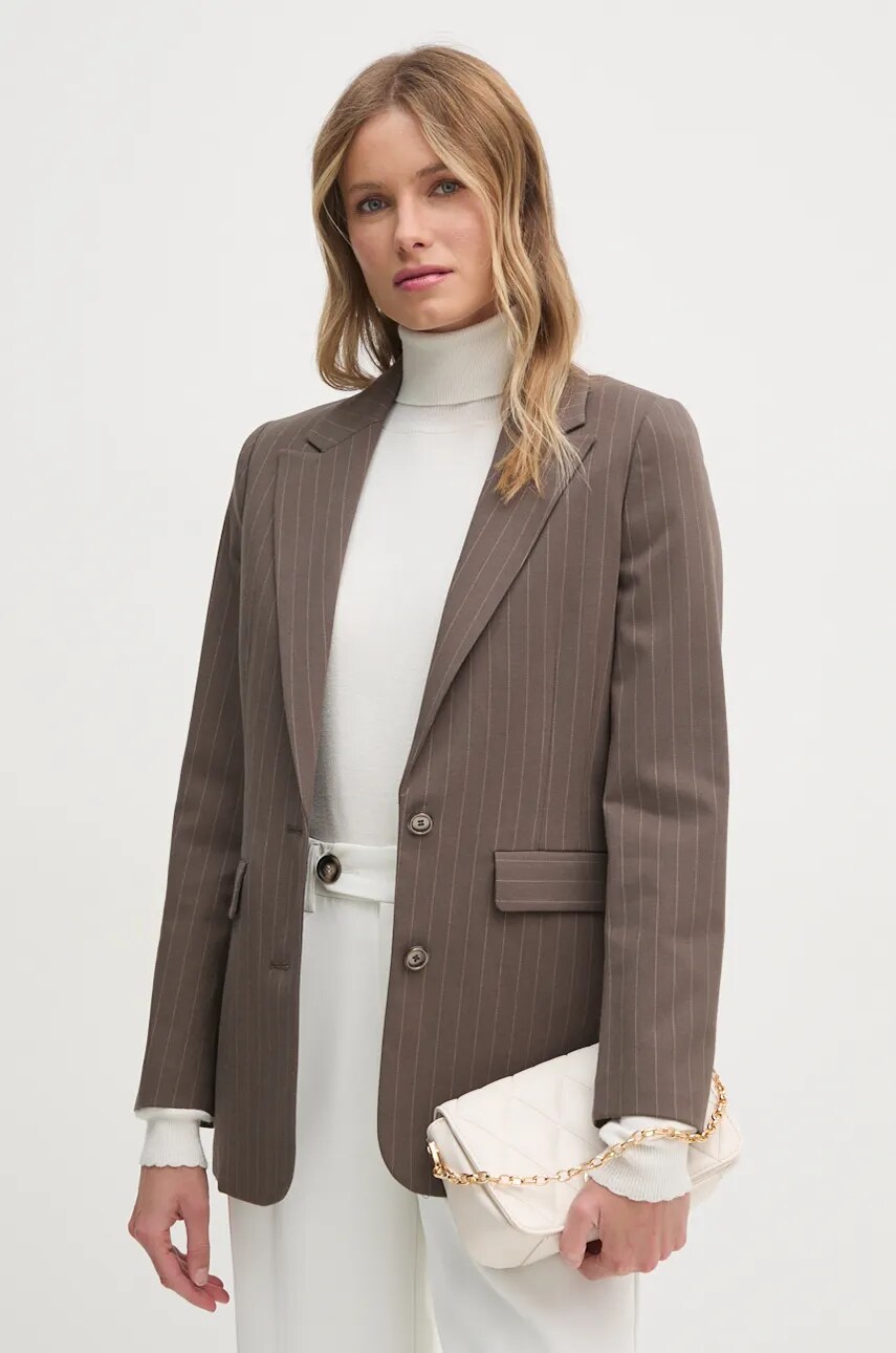 United Colors of Benetton sacou culoarea maro, un singur rand de nasturi, modelator, 2KHSDW02H