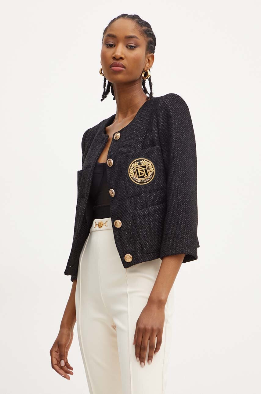 

Сако с вълна Elisabetta Franchi в черно с едно копче GI12147E2, Черен