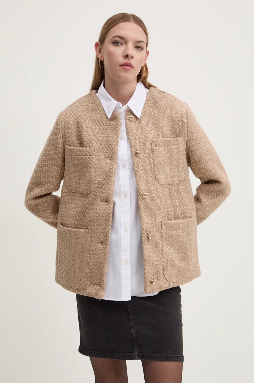 Abercrombie & Fitch sacou culoarea bej, un singur rand de nasturi, neted, KI144-4128