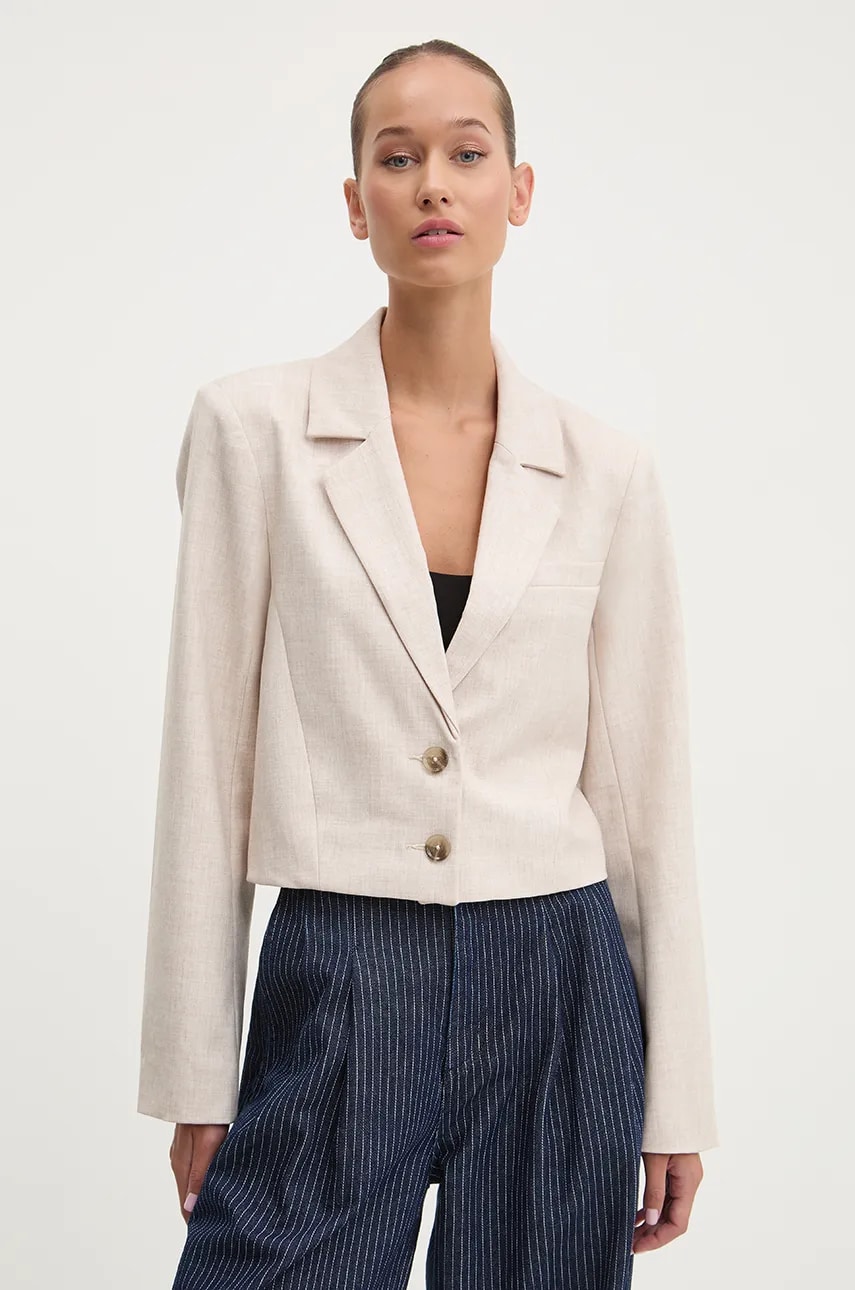 Abercrombie & Fitch sacou culoarea bej, un singur rand de nasturi, melanj, KI144-4142 Abercrombie & Fitch sacou culoarea bej, un singur rand de nasturi, melanj, KI144-4142