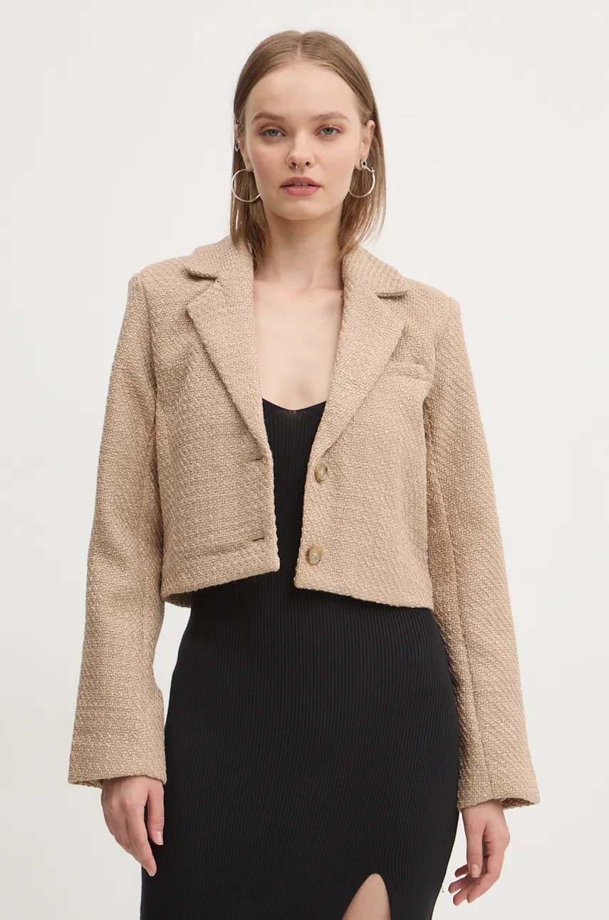 Abercrombie & Fitch sacou culoarea bej, un singur rand de nasturi, neted, KI144-4179 Abercrombie & Fitch sacou culoarea bej, un singur rand de nasturi, neted, KI144-4179