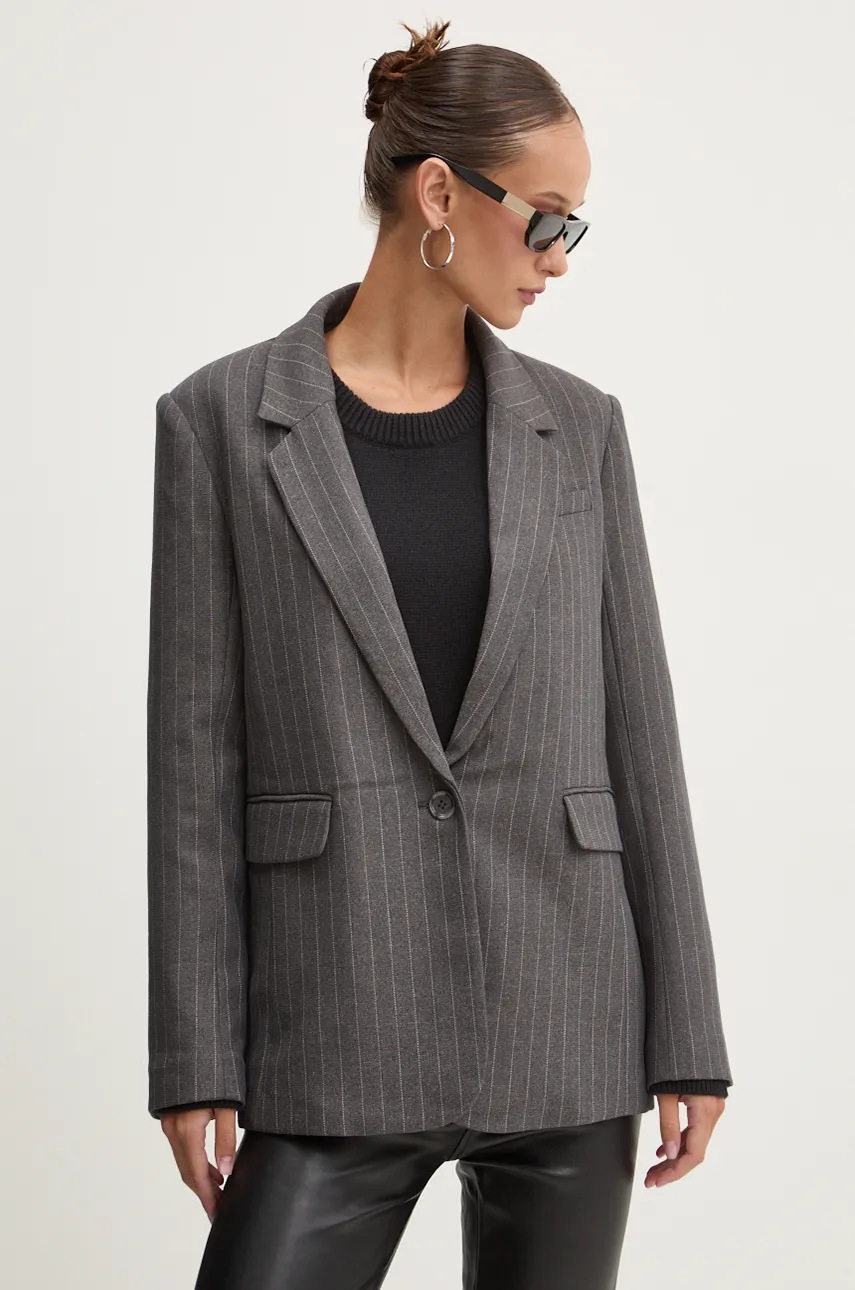 

Сако Abercrombie & Fitch в сиво с едно копче с десен KI144-4275, Сив