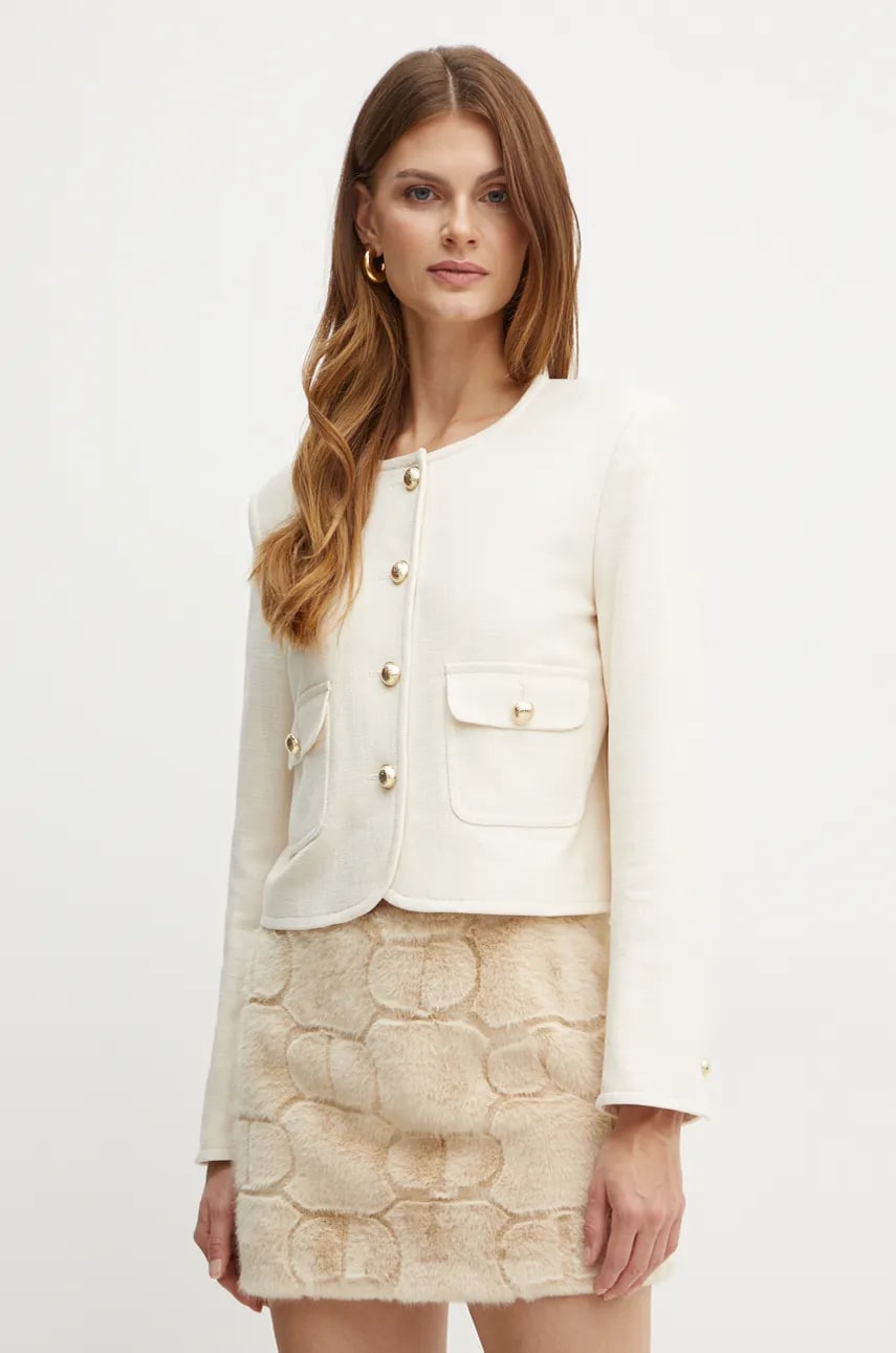 Marella sacou culoarea bej, un singur rand de nasturi, neted, 2423046122200 Marella sacou culoarea bej, un singur rand de nasturi, neted, 2423046122200