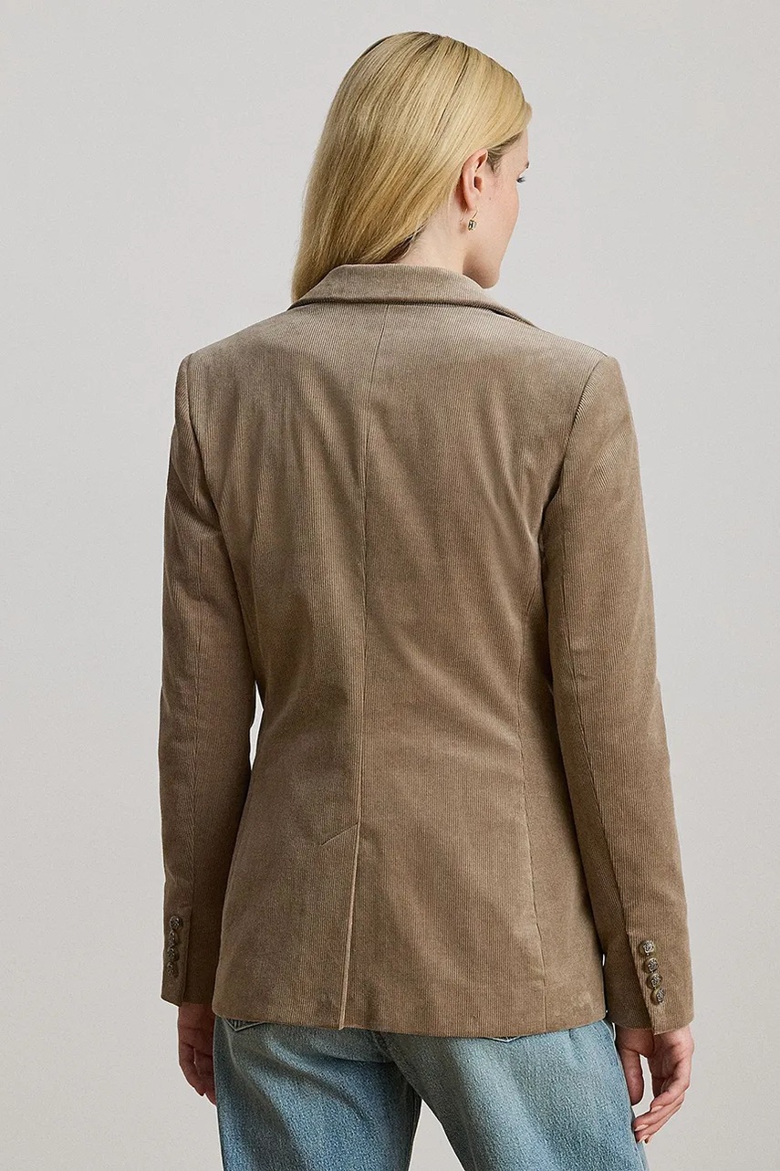 Вельветовый пиджак Lauren Ralph Lauren цвет коричневый однобортный 200956574