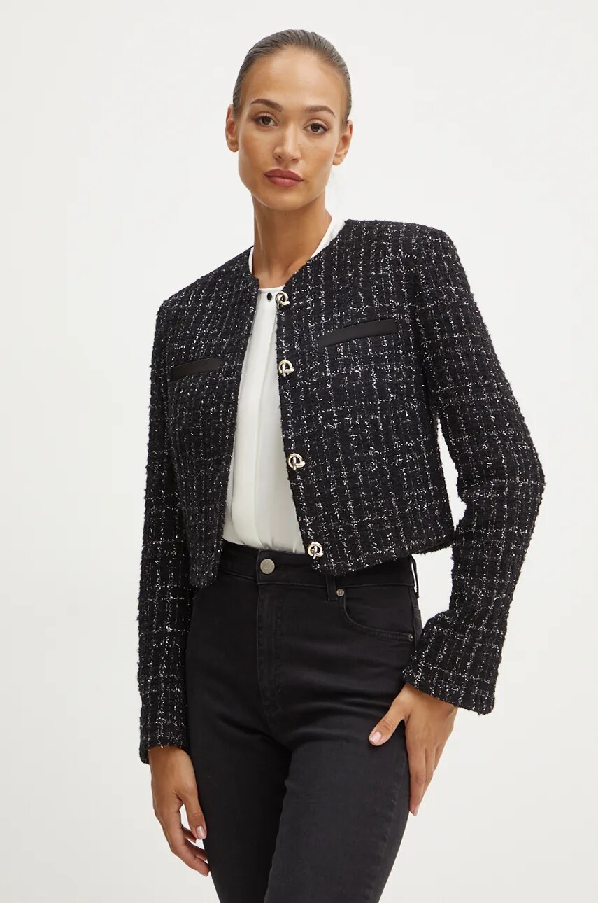 BOSS sacou din lana culoarea negru, un singur rand de nasturi, modelator, 50524684