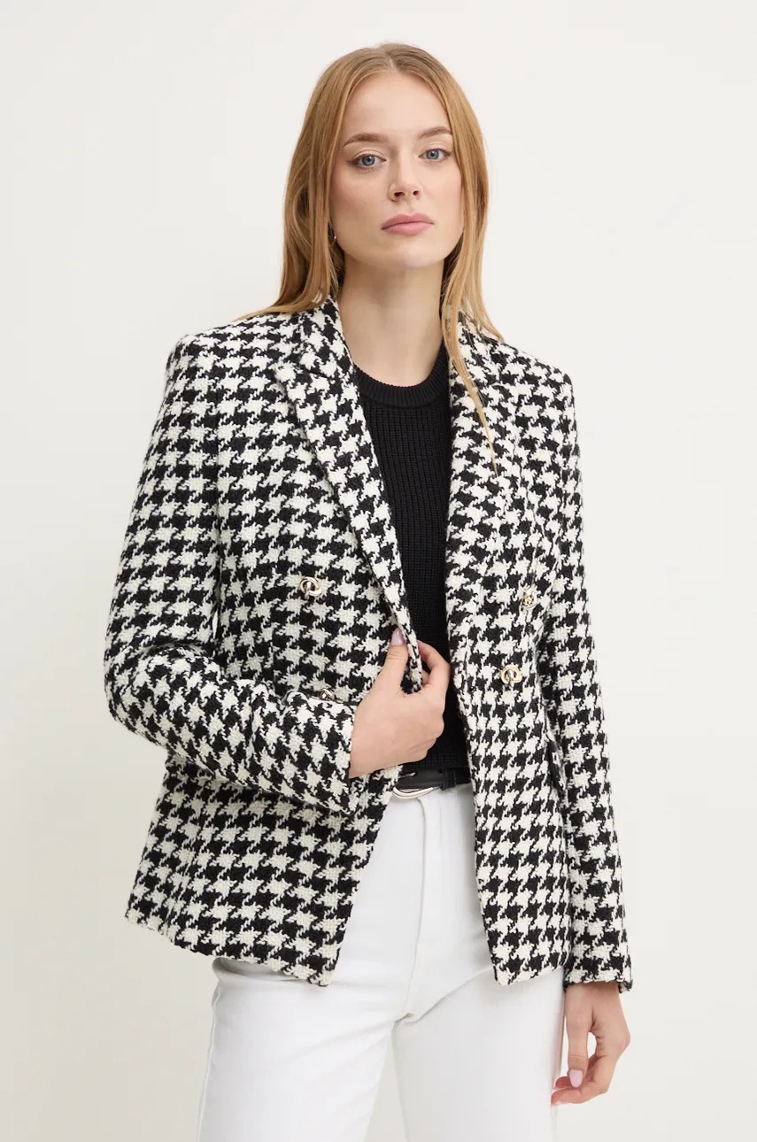 BOSS sacou din lana culoarea alb, cu doua randuri de nasturi, modelator, 50528616
