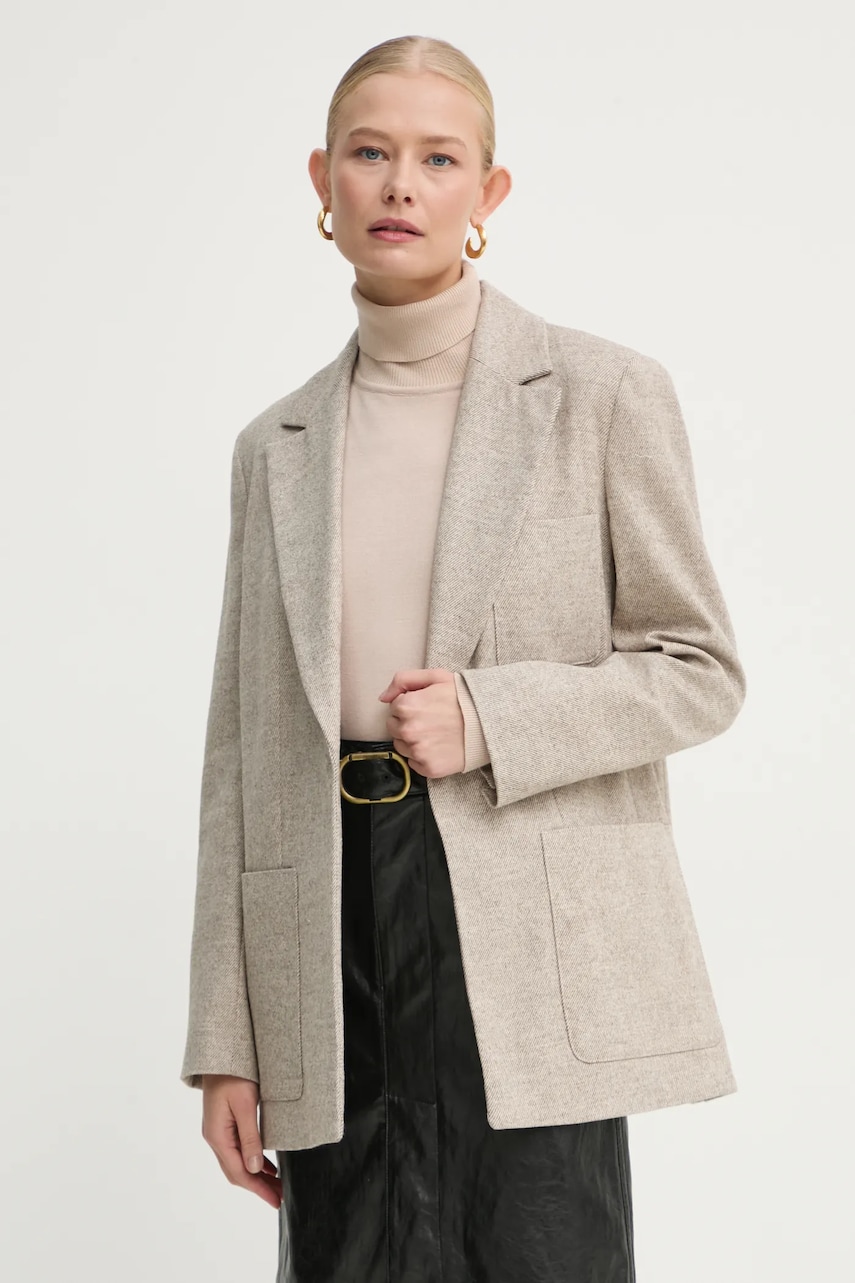 MAX&Co. sacou din lână culoarea bej, un singur rand de nasturi, uni, 2426046034200 MAX&Co. sacou din lână culoarea bej, un singur rand de nasturi, uni, 2426046034200