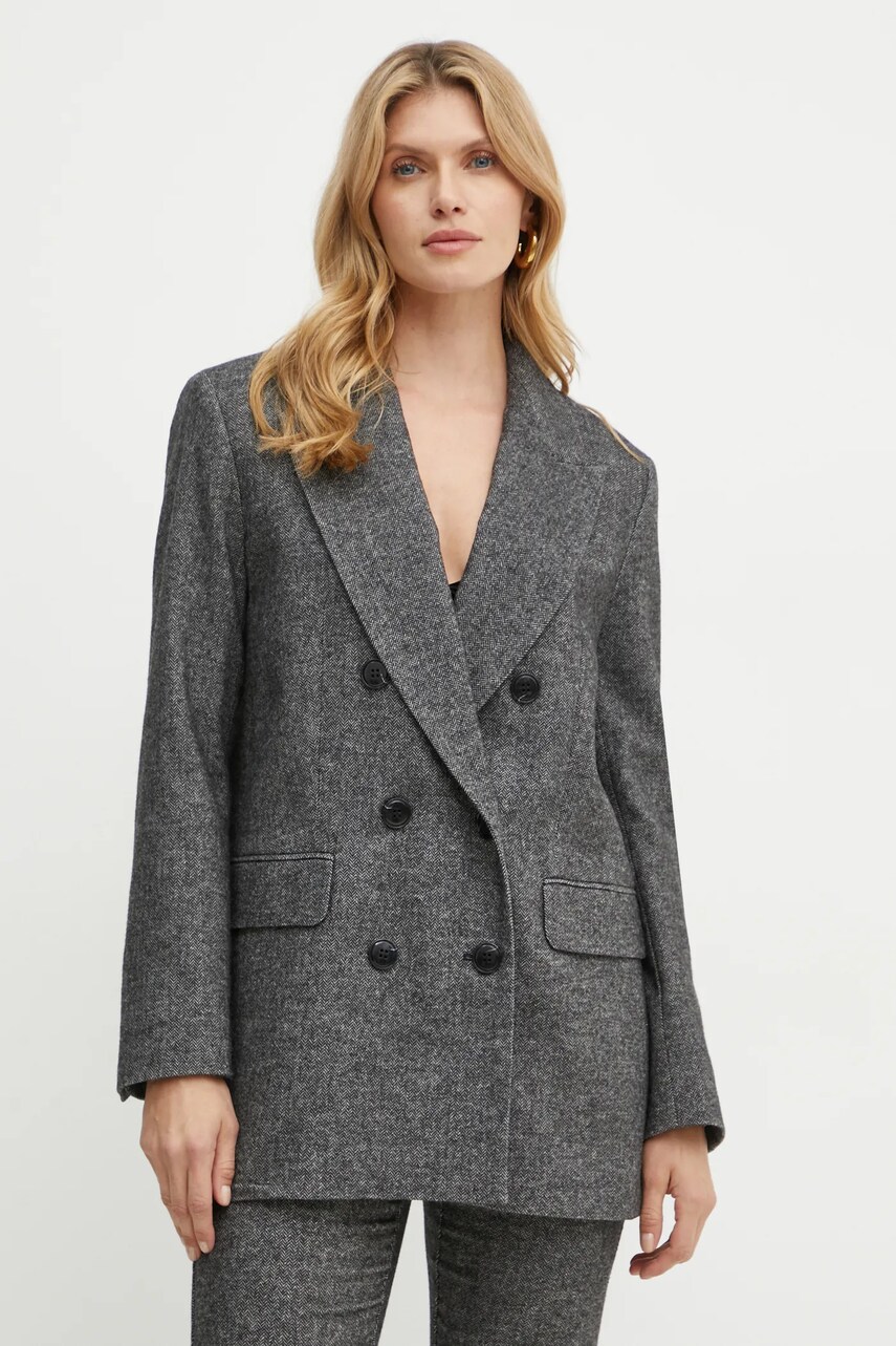MAX&Co. geaca de lana culoarea gri, oversize, modelator, 2426046044200