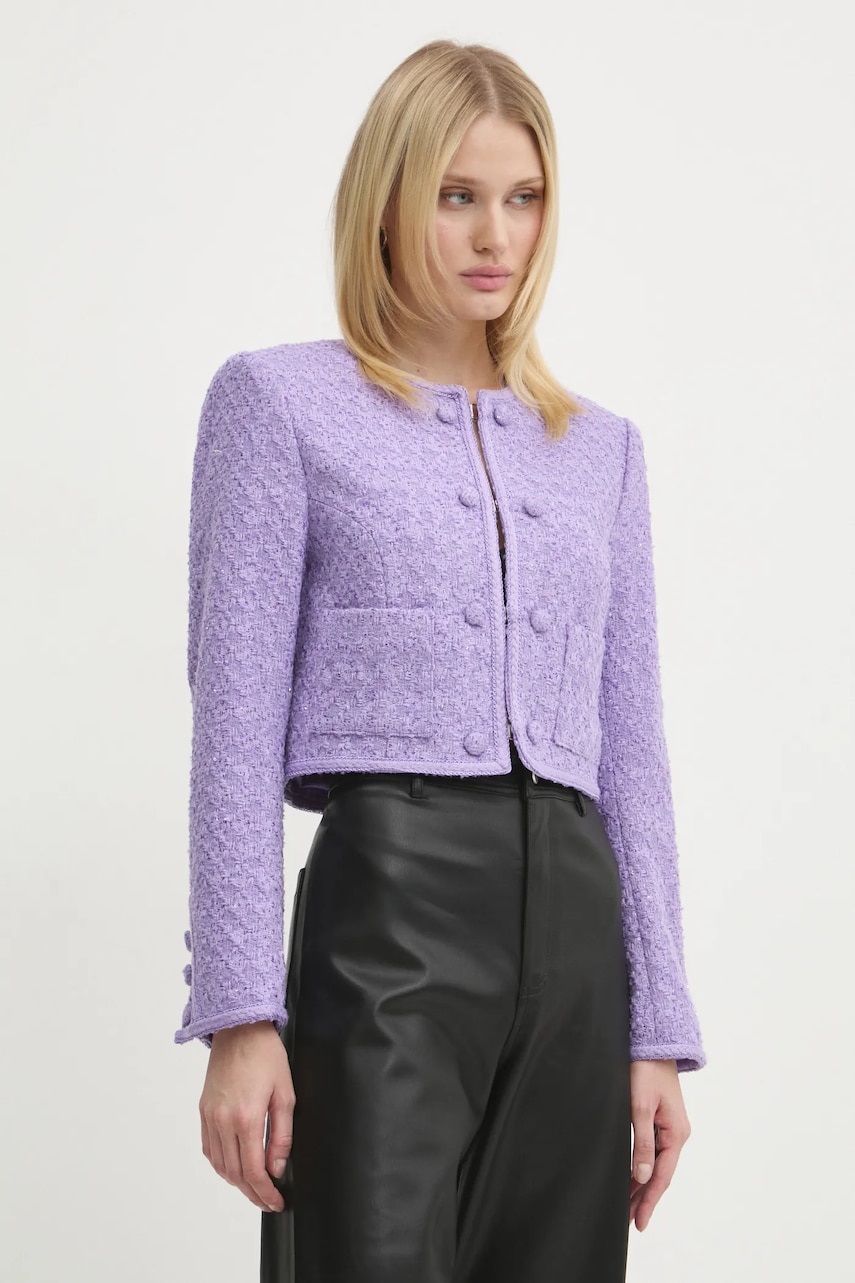 Rotate sacou din lana culoarea violet, un singur rand de nasturi, neted, 113086364 Rotate sacou din lana culoarea violet, un singur rand de nasturi, neted, 113086364