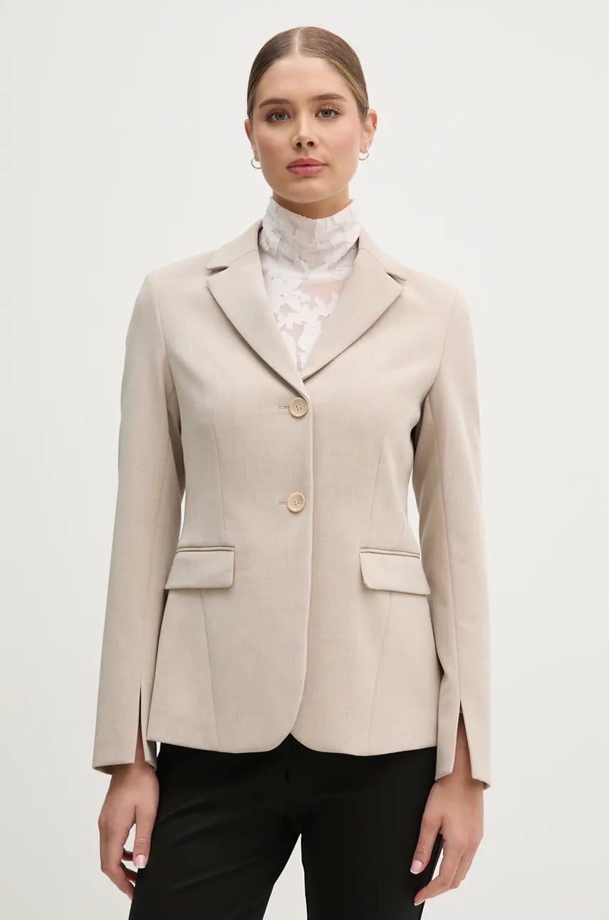 Sisley sacou culoarea bej, un singur rand de nasturi, neted, 24Q5LW02Q Sisley sacou culoarea bej, un singur rand de nasturi, neted, 24Q5LW02Q